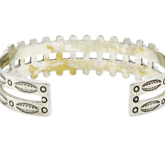 Vintage Sterling Silver Southwest Navajo/Zuni Snake Eye Turquoise Cuff Bracelet - Picture 5 of 11